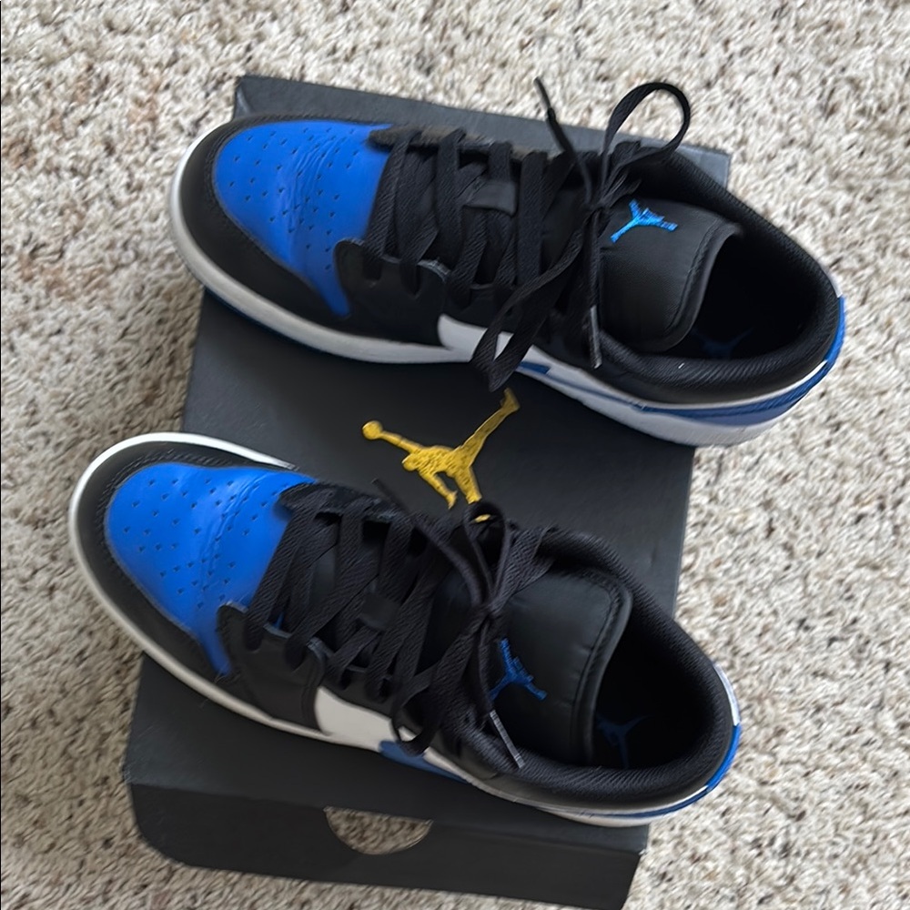 Nike Air Jordan 1 Low Black and Royal Blue Sneakers Classic Design